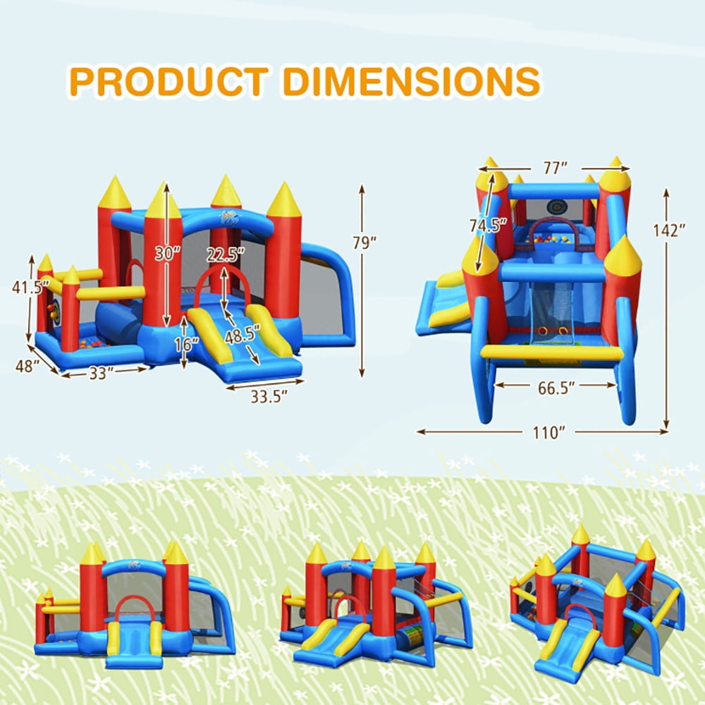 Aimee Lii Inflatable Soccer Goal Ball Pit Bounce House without Blower, Kids Bounce House for 5-10