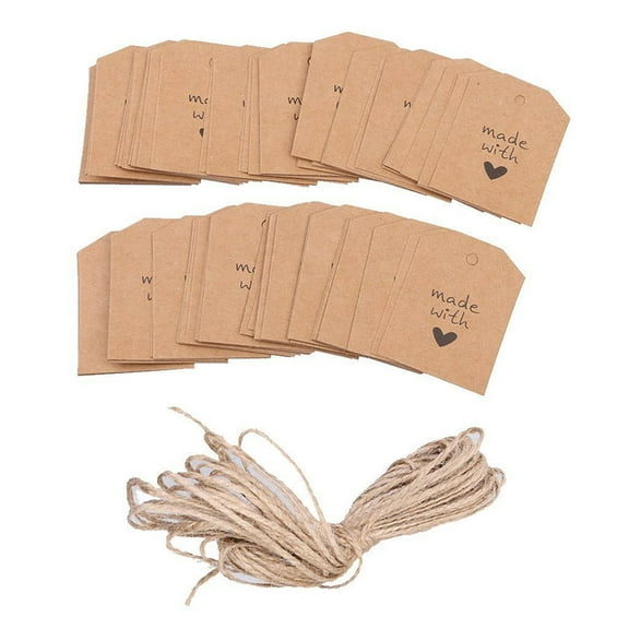 LABSERRON 100Pcs Wedding Favor Tags in Brown and Multi for Parties and Anniversaries Sign Paper Tag 2.16 x 1.57 Inch