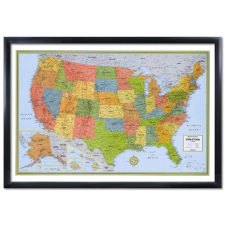 32x50 Rand McNally United States USA Wall Map Framed Edition - Walmart.com