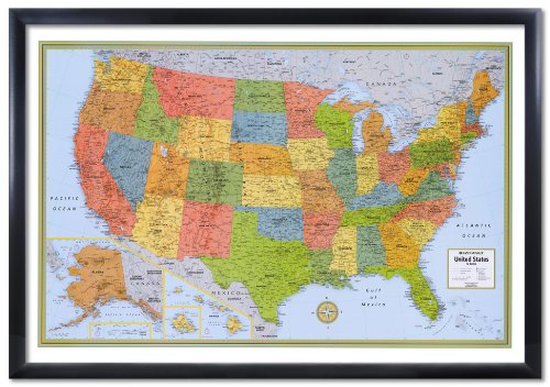 32x50 Rand McNally United States USA Wall Map Framed Edition - Walmart 
