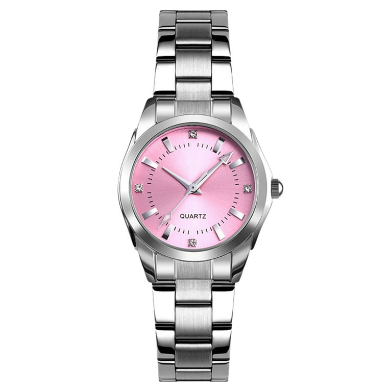 Women's silver watch hotsell with pink face