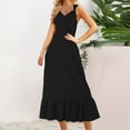 thumbnail image 2 of XuJwPNcy Summer Dresses for Women Trendy V Neck Tie Strap Midi Dress Ruffle Hem Sleeveless Solid Sundress, 2 of 6