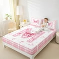 thumbnail image 4 of Feelyou Buffalo Pink Bowknot Queen Sheet Sets for Kids, Initial M Letter Flat Sheet, Kawaii Princess Style Queen Fitted Sheet, Ultra Soft Home Decor, 4-Piece, 4 of 7