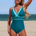 thumbnail image 2 of Tsesme Women’s One Piece Swimsuit Color Block Bathing Suit Deep V-Neck Push up Slimming Swimwear, 2 of 4