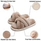 thumbnail image 3 of Women's Cross Band Slippers Fuzzy Soft House Slippers Plush Furry Warm Cozy Open Toe Fluffy Home Shoes Comfy Winter Indoor Outdoor Slip On Breathable-Camel, 3 of 5