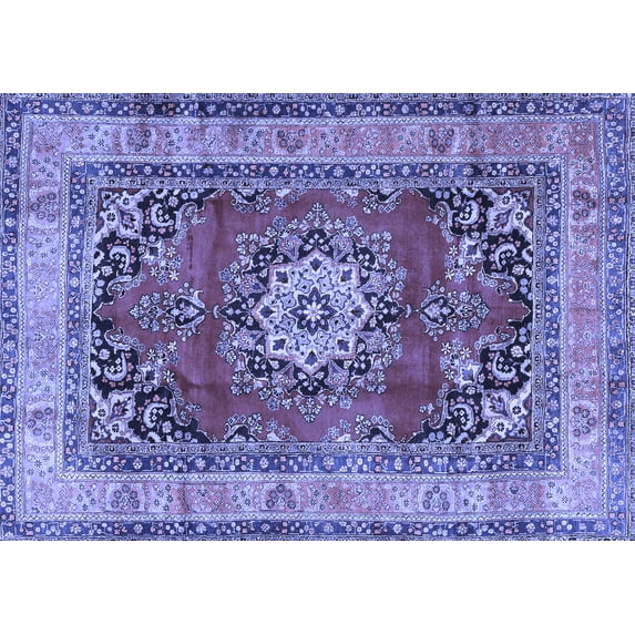 Ahgly Company Machine Washable Indoor Rectangle Medallion Blue Traditional Area Rugs, 2' x 5'