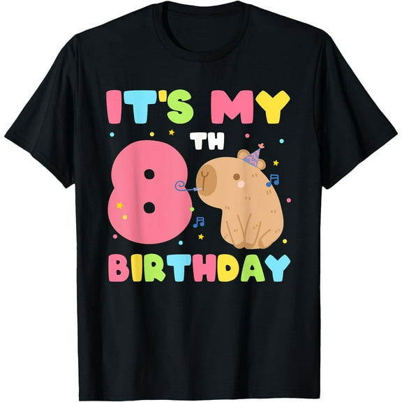 Hot Trending Kiraa Tee With It'S My 8Th Birthday Capybara 8 Years Old Capy Birthday Unisex S-5Xl T-Shirt