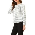 thumbnail image 5 of INSPIRE CHIC Women's Valentine's Day Ruffle Neck Long Sleeve Blouse Shirts XS White Black-Dots, 5 of 9