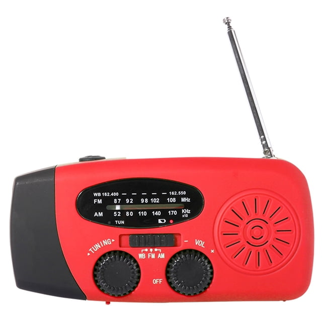 Radio con linterna solar de manivela de 1200 mAh y 3 LED para prevención de desastres y emergencias meteorológicas