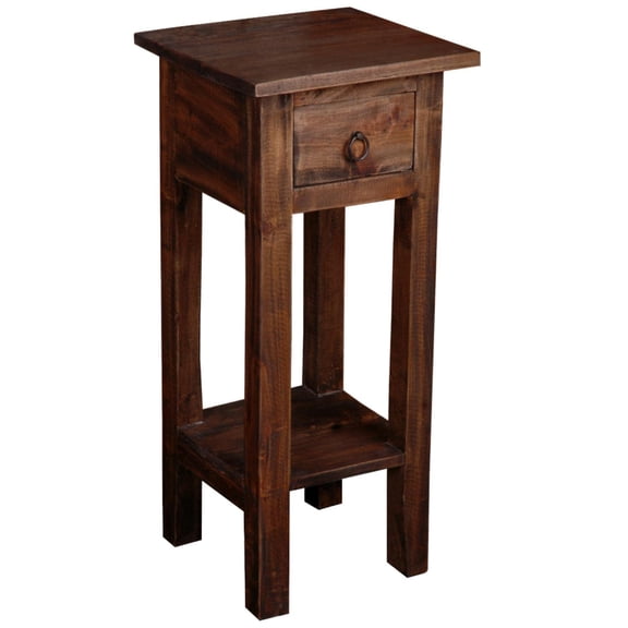 Pemberly Row Cottage Narrow Wood Side Table in Raftwood Brown/Antique Iron