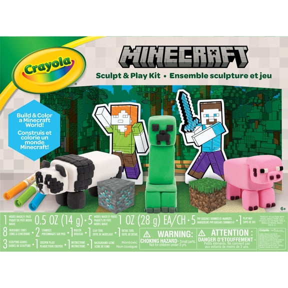 Crayola Minecraft Sculpt & Play Craft Kit, DIY Model Magic Clay Set for Kids, Includes Markers & Clay Tools, Toddler Art Supplies, Toys & Gifts for Kids, Ages 3 