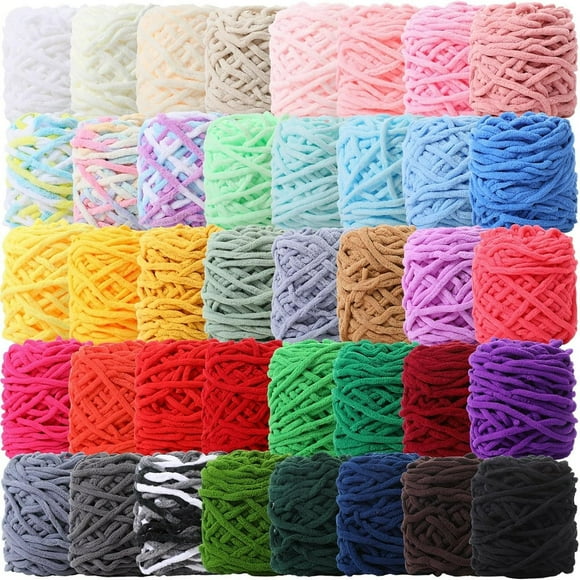 Estbridge 100g Chunky Crochet Yarn Multi Colored Knitting Yarn Bulk Velvet Weaving Yarn Crocheting Thread for Knitting and DIY Crafts