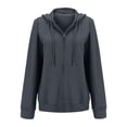 thumbnail image 4 of HLKJKLS Long Sleeve Shirts For Women Zip Up Hooded Cardigan With Large Pockets Long Sleeve Polyester Cotton Blend Gray S-3Xl, 4 of 8