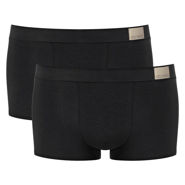 Sloggi calzoncillos bóxer para hombre, pack de 2 - GO Natural Hipster C2P, calzoncillos bóxer, algodón elástico Negro L (Large)