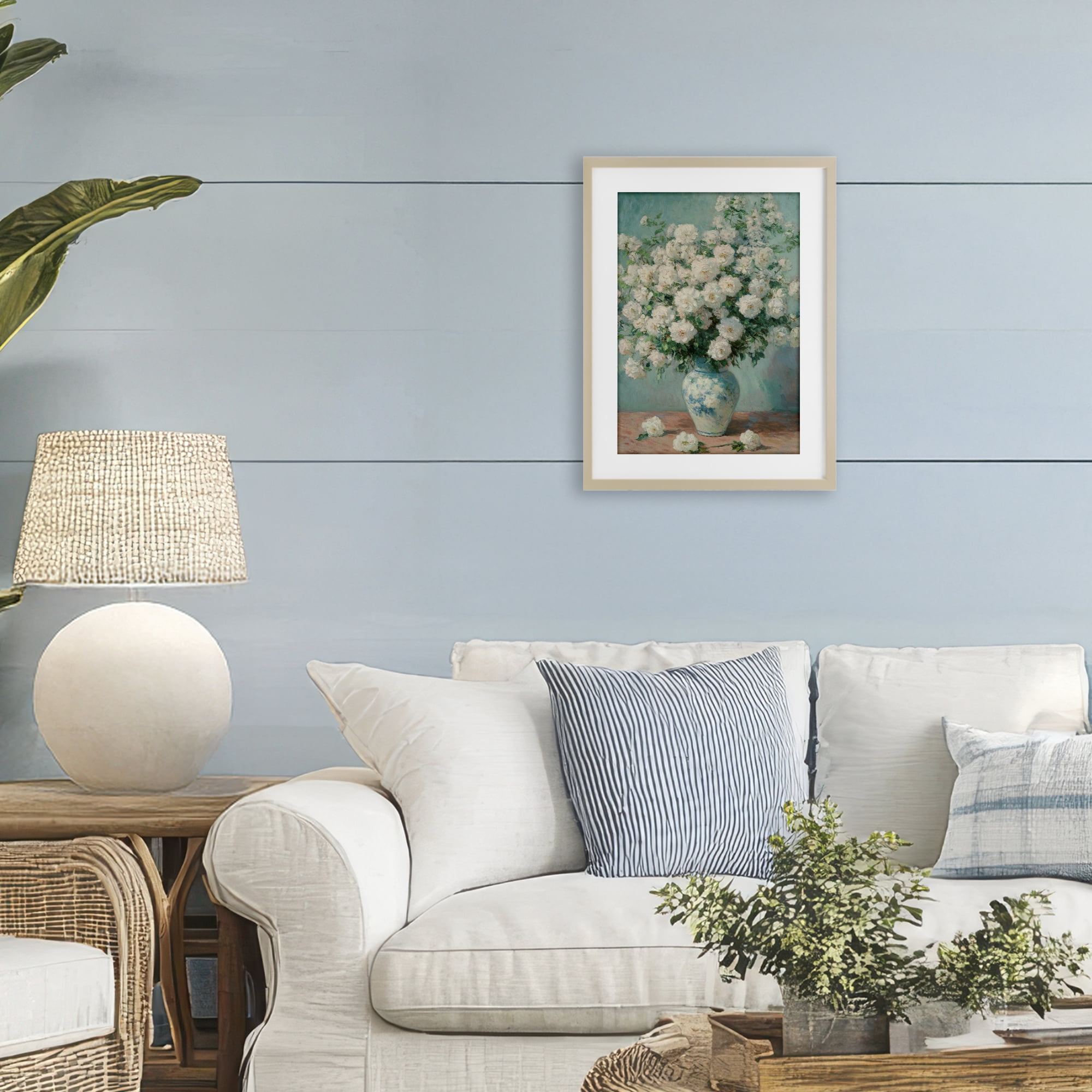 Stupell Industries Lush Bouquet of White Roses Birch Framed Print Under Glass, design by Petal Prints Design