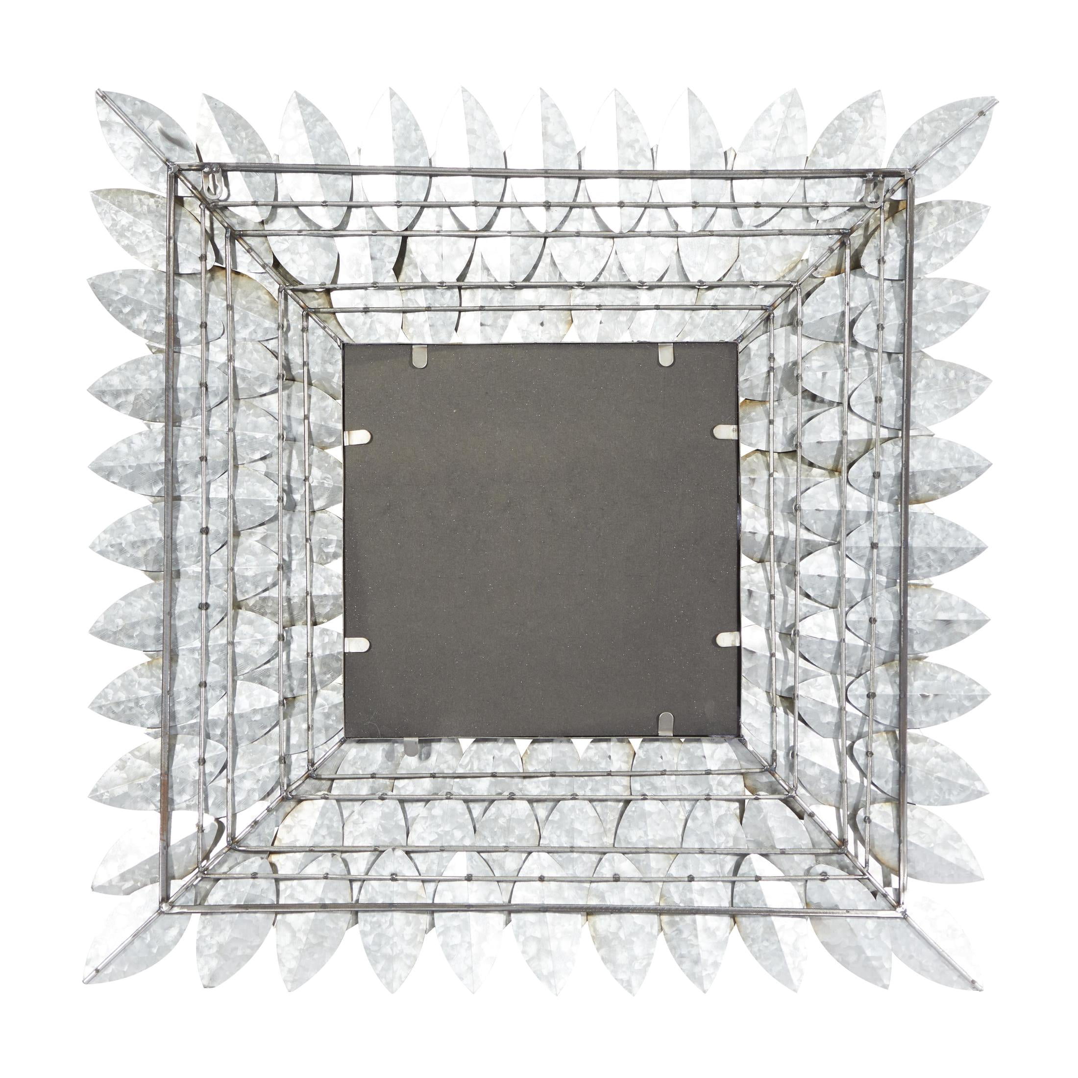 DecMode 30" x 30" Brown Radial Leaf Wall Mirror