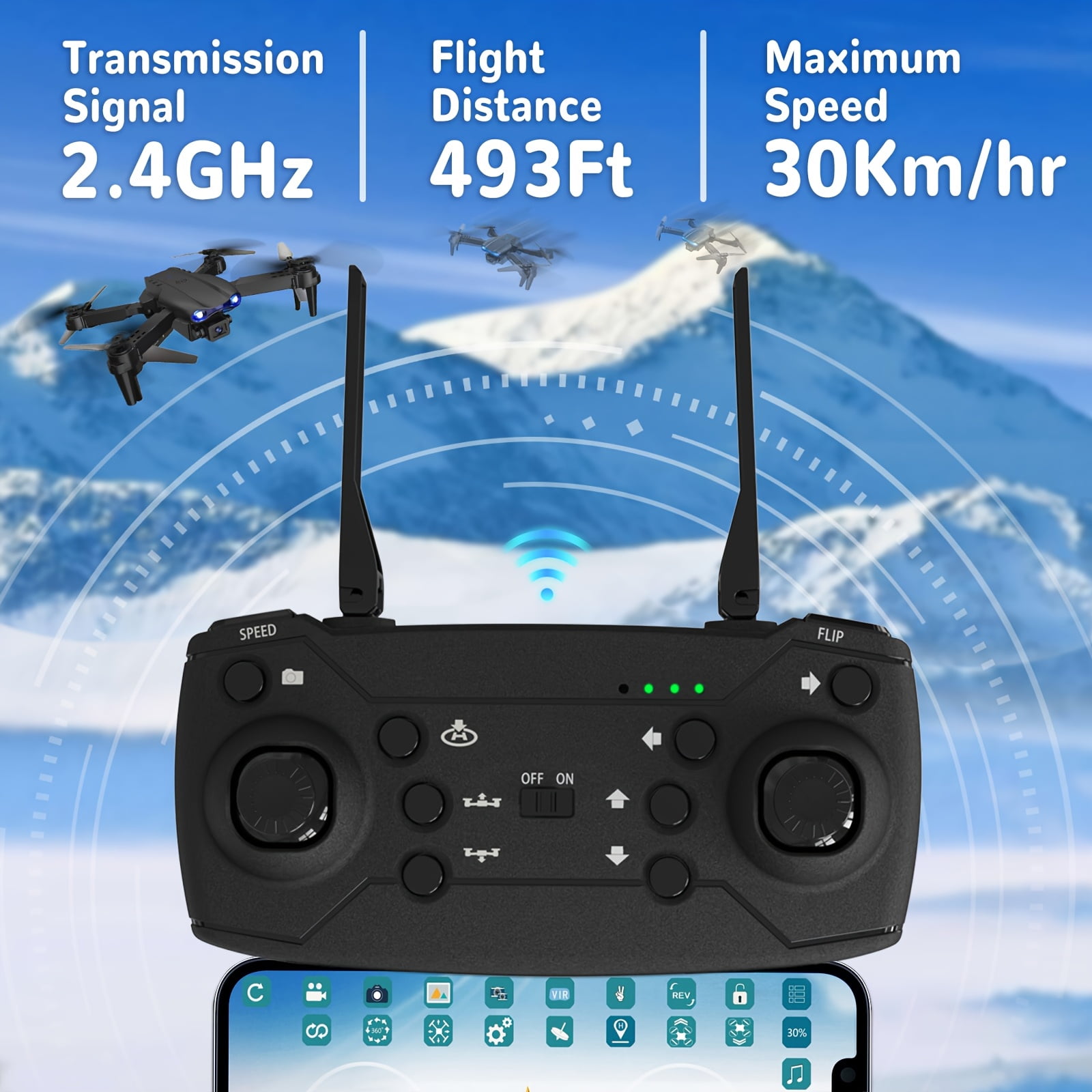 E99 Drone with Camera, Foldable Rc Drone with APP Control, Real-time Video Remote Control Quadcopter, Comes with 2 Batteries, Birthday Gift Indoor And Outdoor Drone Aircraft,  Easter Gift