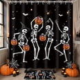 thumbnail image 3 of FRAMICS Halloween Skull Shower Curtain Sets with Rugs, 16-Piece Funny Skeleton Pumpkin Bathroom Sets with Hooks, Waterproof Fabric 72" x 72", 3 of 10