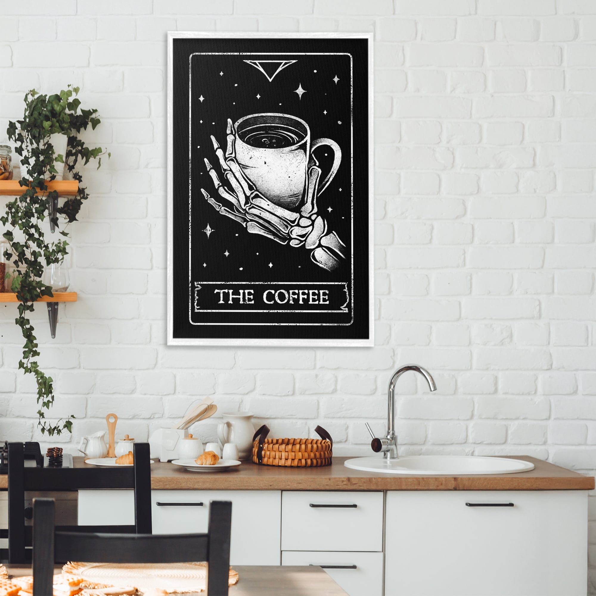 Stupell Industries The Coffee Tarot Card White Framed Giclee Art, design by EduEly Designs