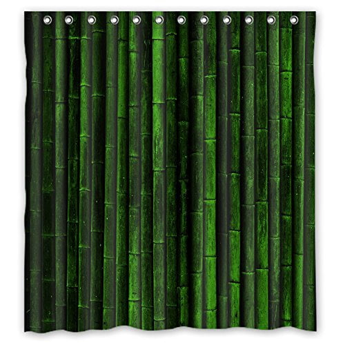 HelloDecor Green Bamboo Shower Curtain Polyester Fabric Bathroom