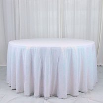Balsa Circle 132" Sequin Round Tablecloth Wedding Party Linens Iridescent Blue