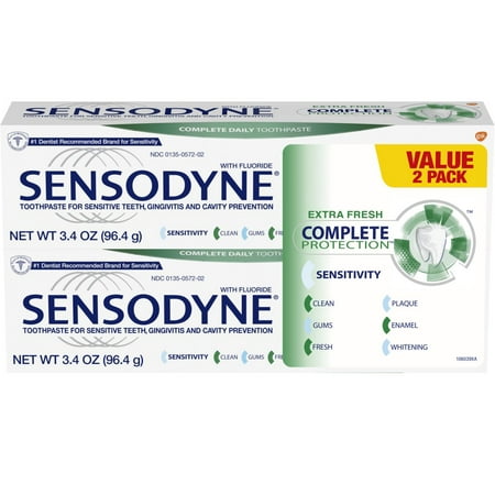 - Sensodyne Complete Protection Sensitivity Toothpaste for Sensitive Teeth, Extra Fresh, 3.4 ounces Twinpack