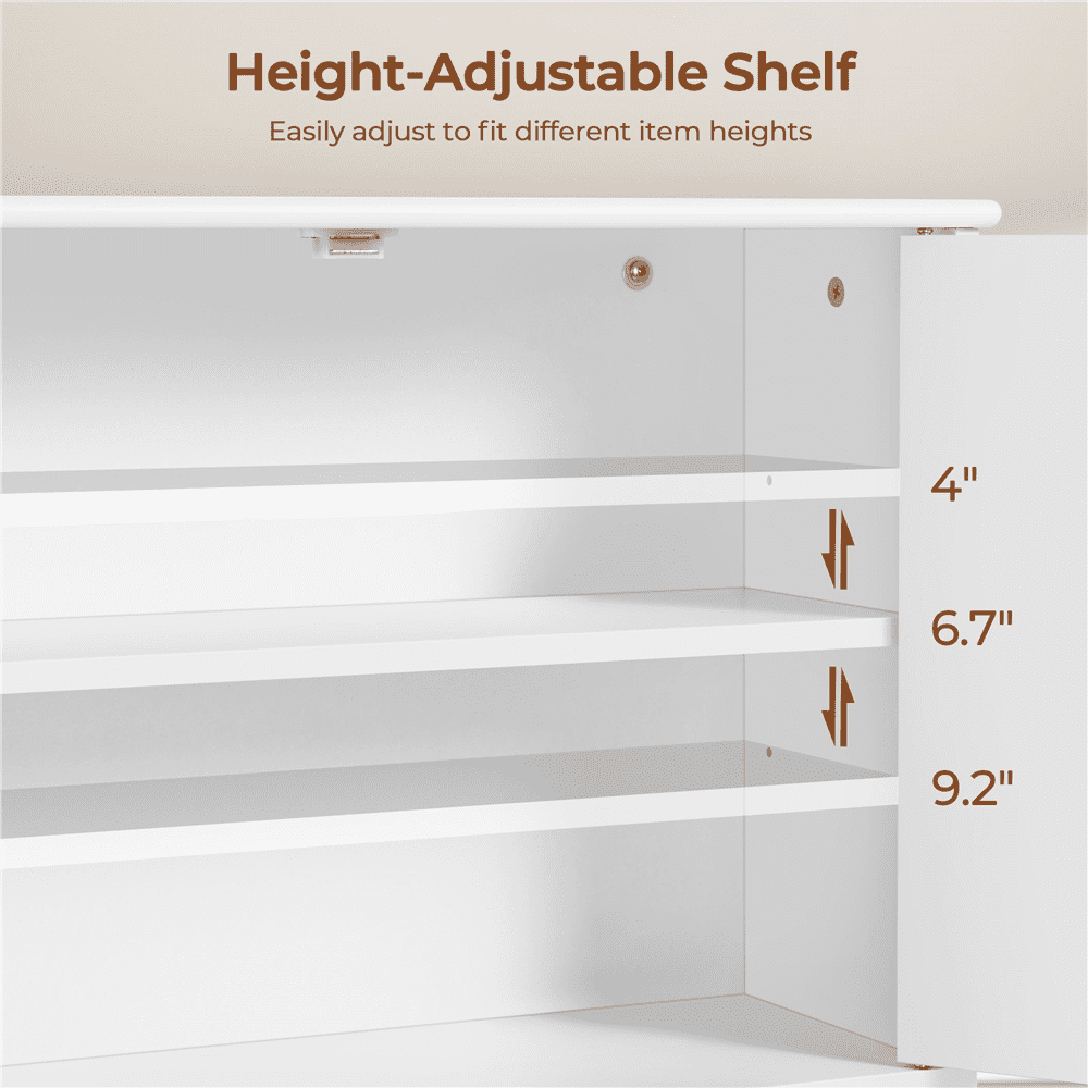 Renwick Bathroom Wall Storage Cabinet with Double Doors and Adjustable Shelf, White