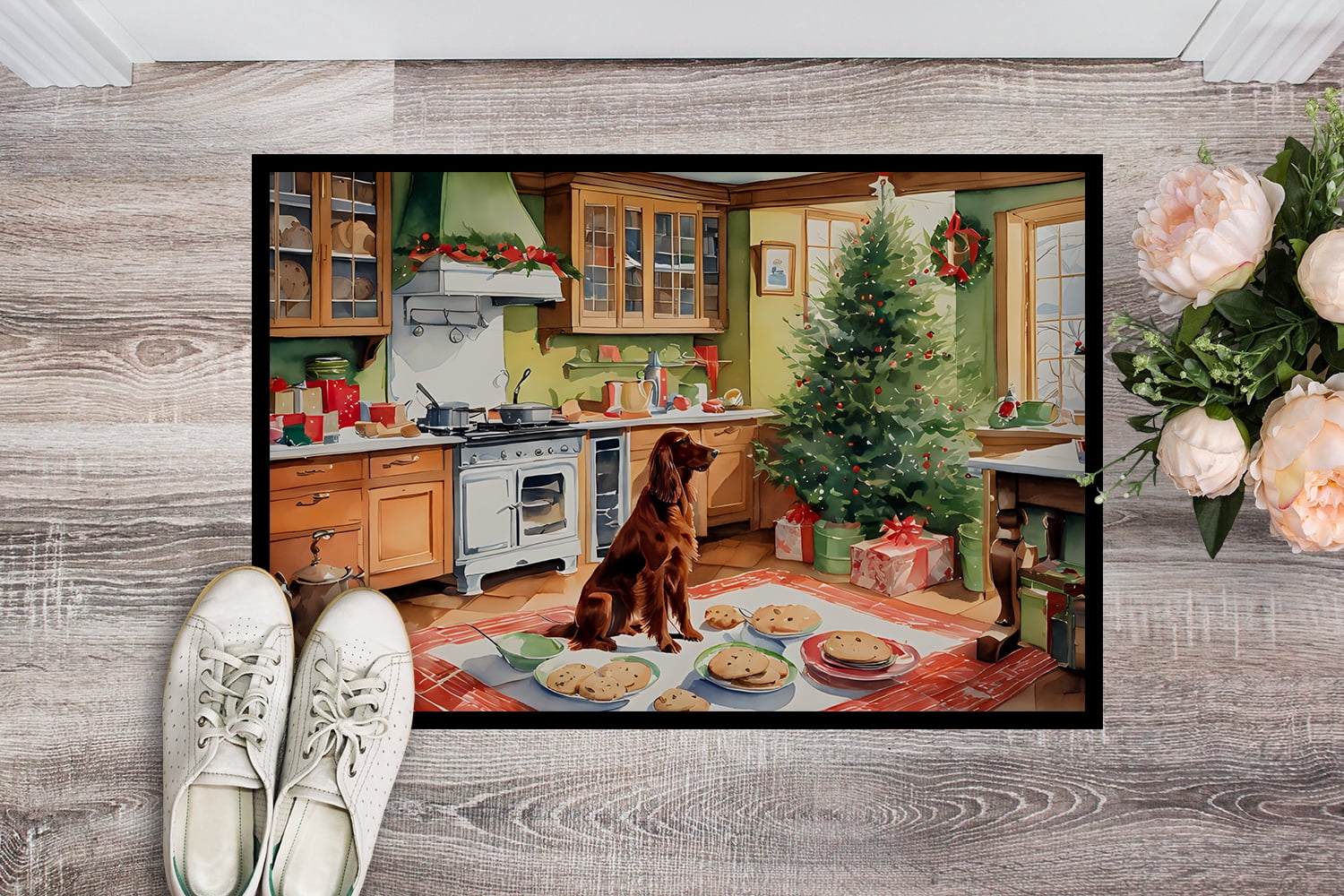 Carolines Treasures DAC3816MAT 18 x 27 in.  Irish Setter Christmas Cookies Doormat