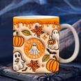 thumbnail image 4 of PEIBang Spooky Halloween Ghost Face Ceramic Coffee Mug 11.83 oz Orange Pumpkin Design Dishwasher Safe Gift for Halloween Party Decor, 4 of 6