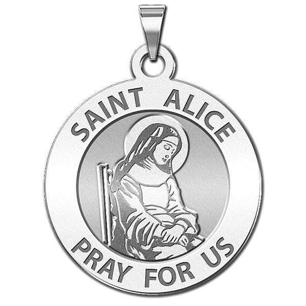 Patron Saint of Blind/Paralyzed Alice Pendant with 18 Sterling Silver Lite Curb Chain Sterling Silver St