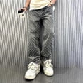 thumbnail image 2 of 2025 Jacquard Pattern Denim Pants Male Straight Fitting Baggy Bottoms Distressed Wide Jeans for Men, 2 of 4