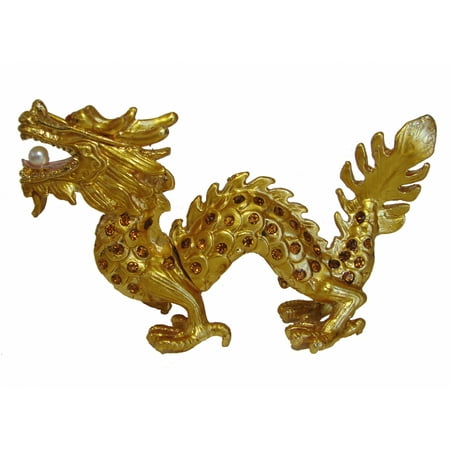 Bejeweled Vessel - Golden Bejeweled Cloisonne Dragon Statue