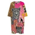 thumbnail image 4 of Pink Cheetah Collage Vibrant Wildcats Sleepshirts For Sleeping Travels Loose Sleepdress Pajama Dress Soft Nightdress Sleepwear, 4 of 7
