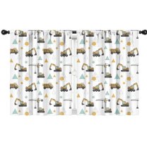 Blackout Kids Curtains,Cartoon Construction Vehicles Geometric Shapes Childrens Insulated Curtains Set Of 2,Bedroom Essentials,Toddler Room Decor 42"x54"