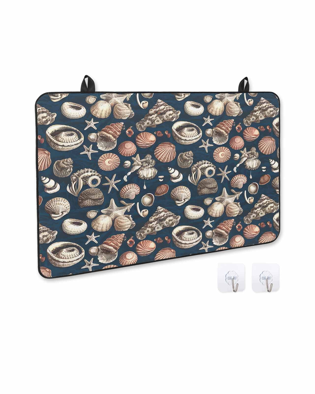 nqOlkjepod Large Induction Cooktop Protector Mat 24"x21", Coastal Shell Starfish Stove Top Covers for Electric Stove, Vintage Ocean Summer Seaside Stove Burner Cover Mats, Glass Top Stove Cover