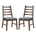 thumbnail image 2 of Gzxs Dining Chairs Set of 2, Mid-Century Modern Wooden Armless Side Chairs w/ Dark Gray Linen Upholstered Seat Cushion - Walnut, 2 of 8