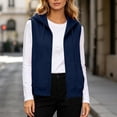 thumbnail image 4 of Wuztai Women's Zip Hooded Vest Sleeveless Casual Loose Solid Soft Lightweight Cardigan Jacket Dark Blue XL, 4 of 7