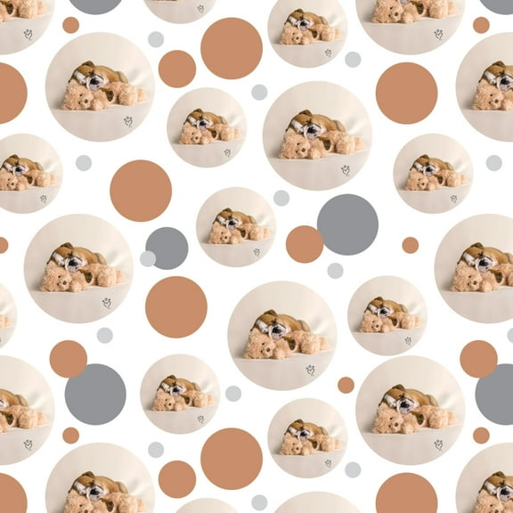 British Bulldog Puppy Dog Asleep with Teddy Bear Premium Gift Wrap Wrapping Paper Roll