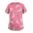 thumbnail image 3 of QWERTYU Women Short Sleeve Scrubs Top V Neck Uniform Pockets Animal Print Workwear Scrub Tops Pink 2XL, 3 of 3