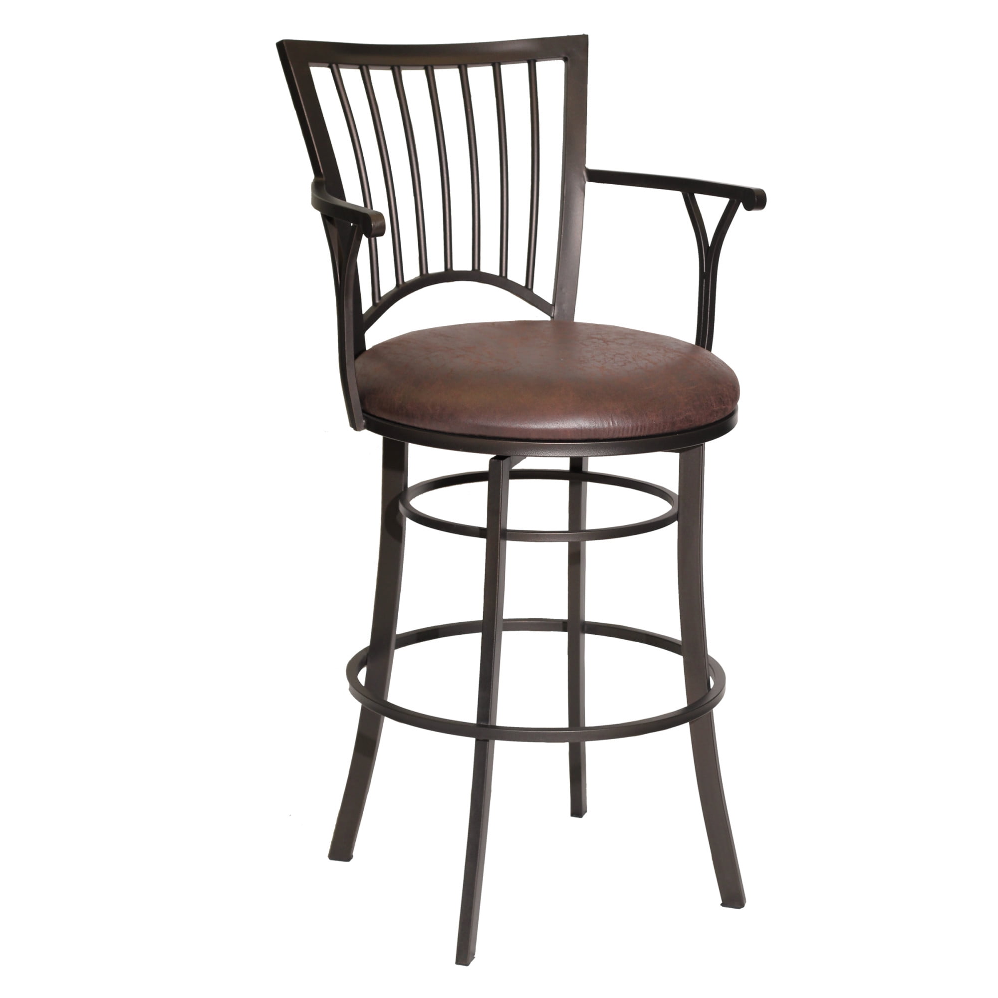 Steve Silver Bayview Metal Swivel Bar Stool with Coach Brown Microsuede Seat