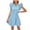 Light Blue, variant on ZVNAΖH Womens V-Neck Ruffle Sleeves Casual Dress Collar Strap Design Pleated Hem Dress, Sizes S-2XL