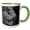 Green/White, variant on 3drose, a Rooster Statue That Sits in a Garden for Good Luck, 11oz Two-tone Green Mug