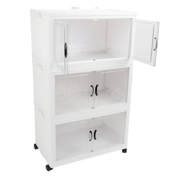 Foldable Storage Cabinet Plastic Storage Containers with Wheels Folding Storage Bins Organization for Home Office Dorm Storage Containers for Organizing