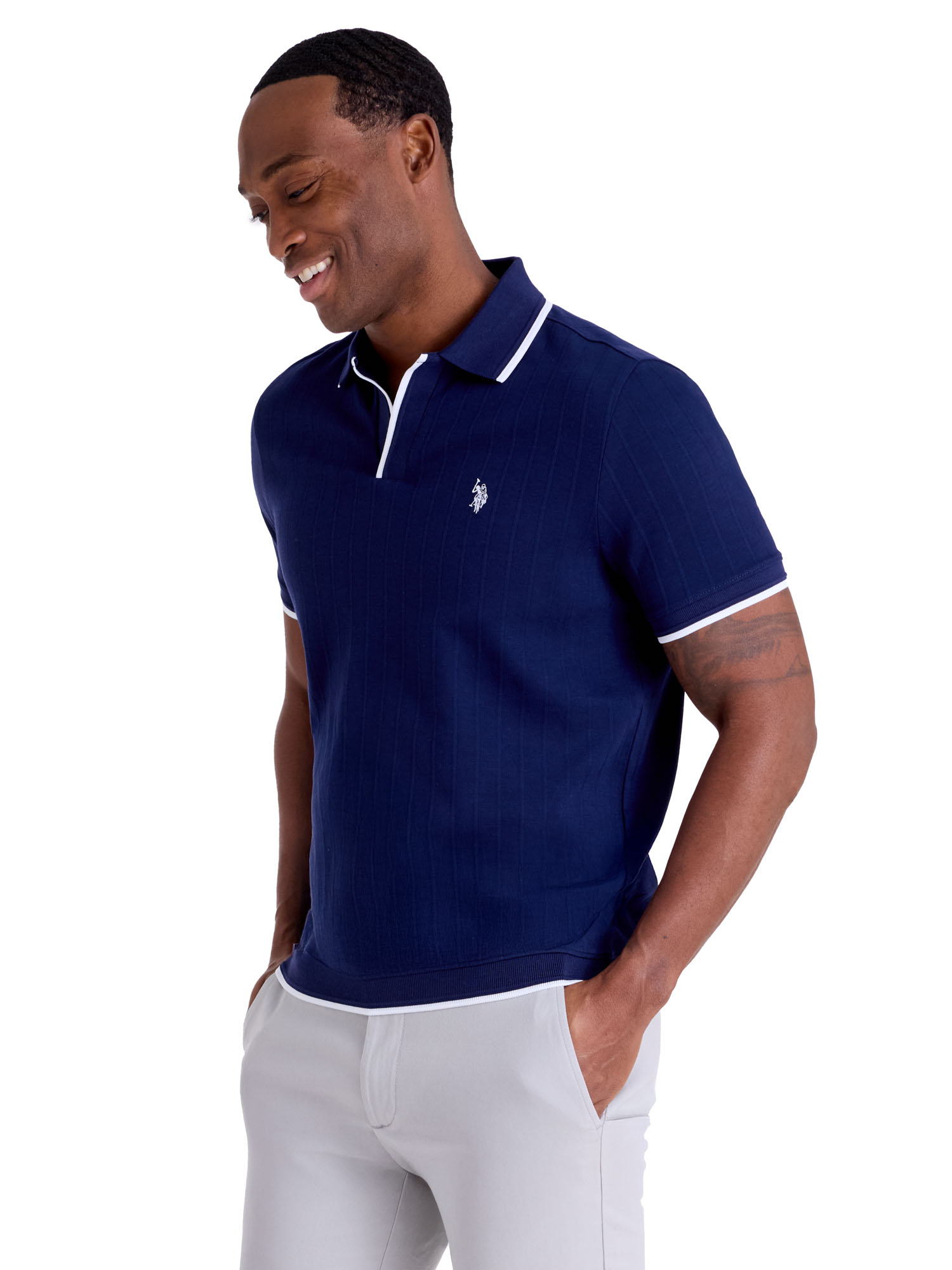 U.S. Polo Assn. Men's Textured Knit Polo Shirt