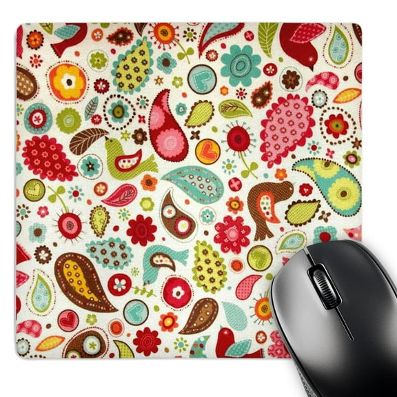 3dRose, Country Retro Birds n Hearts In Red n Lime, MousePad