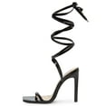 thumbnail image 2 of Steve Madden Uplift Black Patent Fashion Open Toe Lace Up Stiletto Heel Sandals (Black Patent, 7.5), 2 of 9