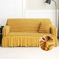 thumbnail image 7 of Seersucker Sofa Cover With Skirt,Stretch Couch Cover 360° All-around Inclusive With Elastic Bottom Armchair Protector For Living Room -Brown2-2 seater(140-180cm), 7 of 7