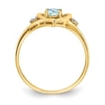 thumbnail image 2 of Real 14kt Yellow Gold Aquamarine and Diamond Heart Ring Size: 7; for Adults and Teens; for Women and Men, 2 of 5