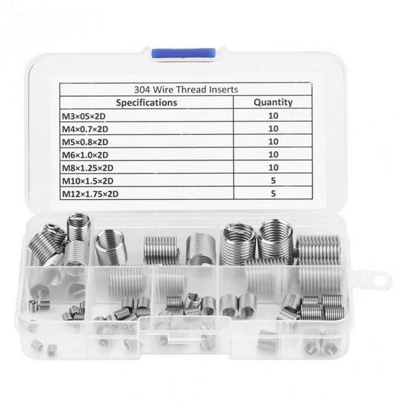 60Pc Stainless Stripped Thread Rethread Helicoil Repair Insert Set Metric M3-M12