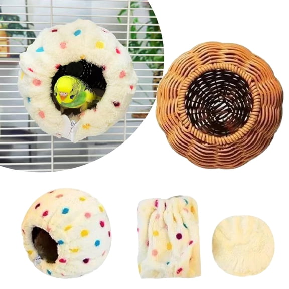 Xinyat Suspended Bird Nest, Chew-Resistant Steel Frame, Breathable and Washable Small Bird Bed for Cage, Warm Nest for Canary, Lovebird, Budgie, Finch